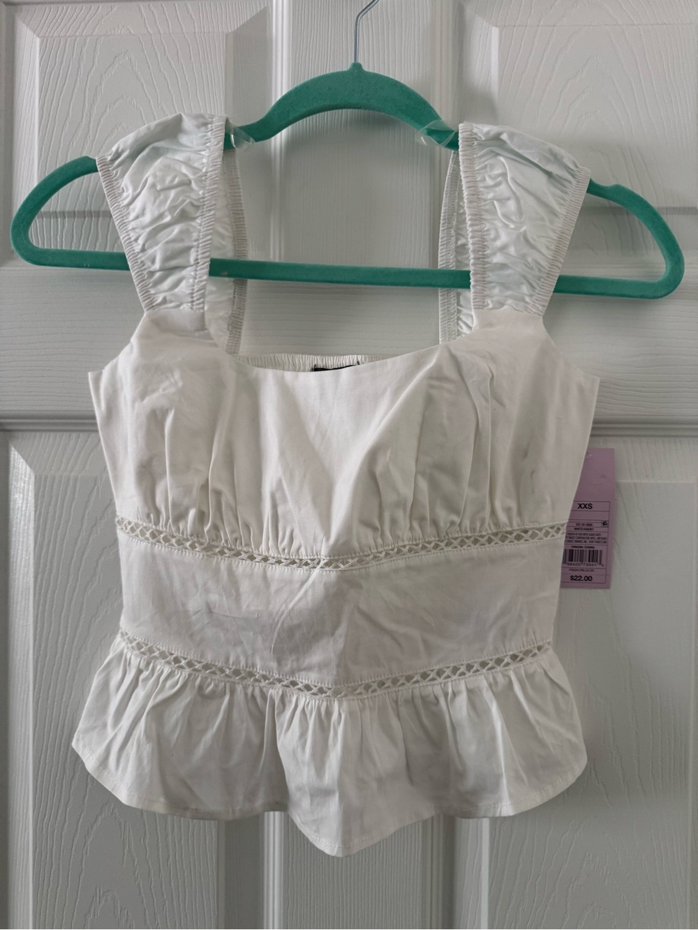 wild fable White Lace-Trim Peplum Tank